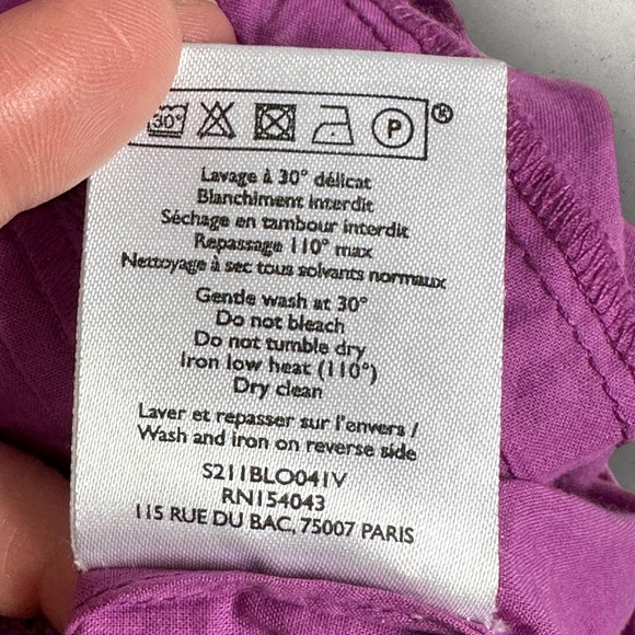 Sezane Lexy Blouse Size 38 French US 6 Square Neck Lace Frill Organic Cotton Top - Picture 13 of 15